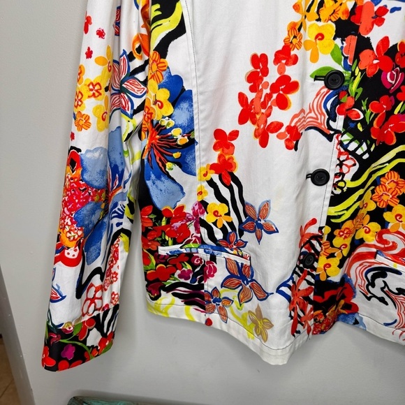 Chico's White Floral Colourful Jacket Size XL Feminine - Picture 4 of 10